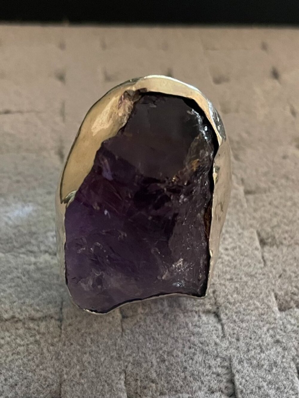 Vintage Silver Statement Ring Amethyst Size 8 Handmade Artisan Signed CAROL $350 - Picture 2 of 16